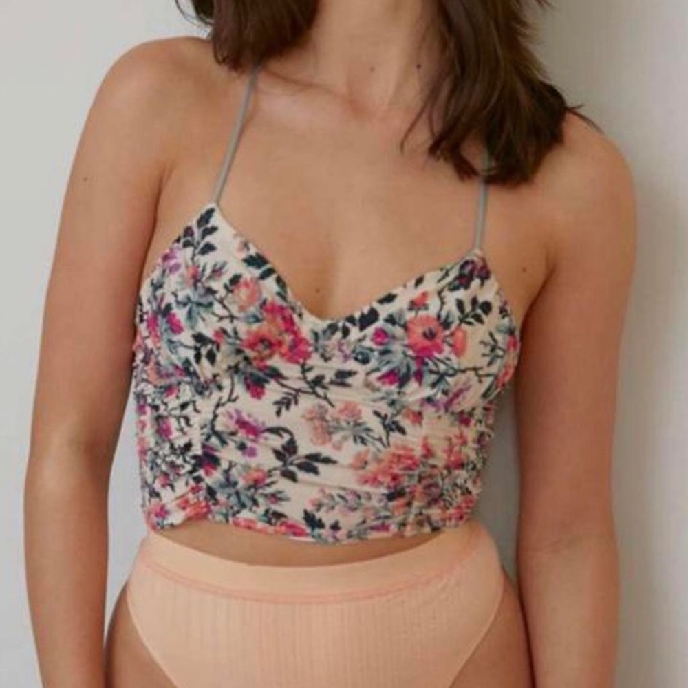 Out From Under Girl Crush Ruched Bra Top Floral